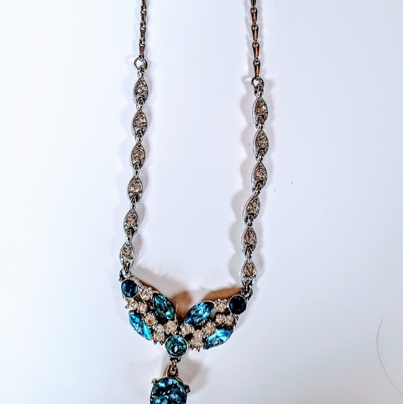 VTG Signed Bogoff Blue Crystal Set Sterling Silver - Picture 4 of 6